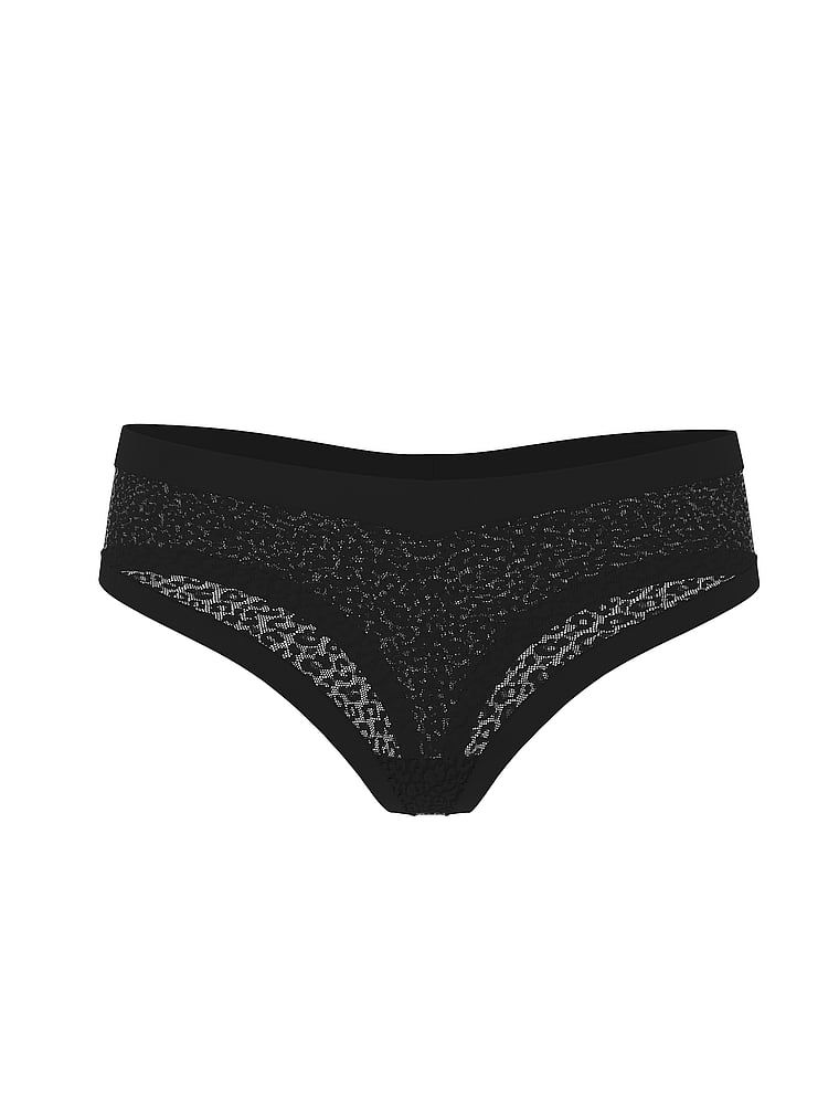 Tanga cu Leopard cu imprimeu de leopard, care nu apare. Produsul este negru și provine din colecția No-Show.