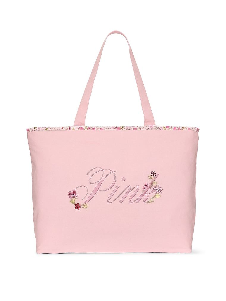 Geantă tote din canvas cu imprimeu floral