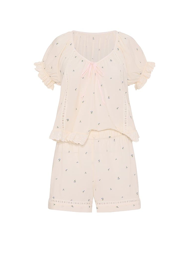 Pijamale vintage din bumbac cu pantaloni scurți Dream. Produsul are un model floral și provine din colecția Victoria's Secret.