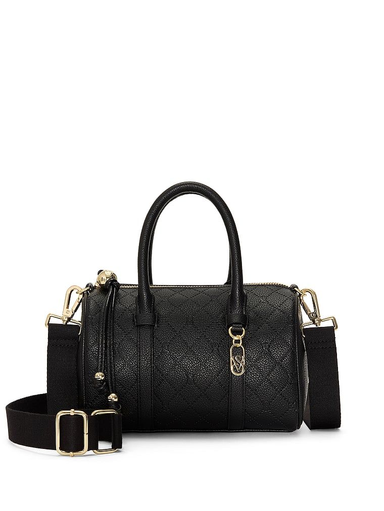 Black Debossed Mini geantă crossbody duffle