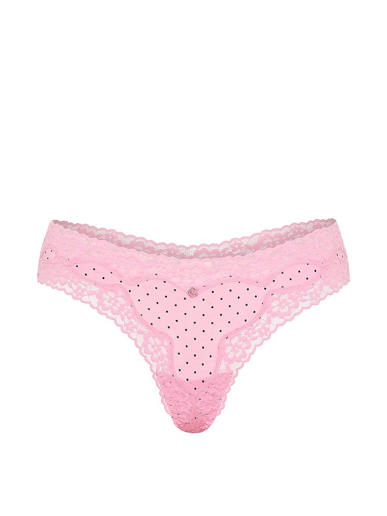 Tanga de bumbac cu dantelă - Margine din dantelă. Produsul are o culoare cu model și provine din colecția Lace Trim.
