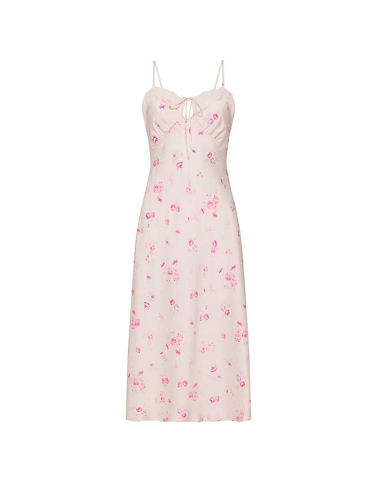 Rochie midi din satin, fluturi. Produsul are un model floral și provine din colecția Dream Angels.