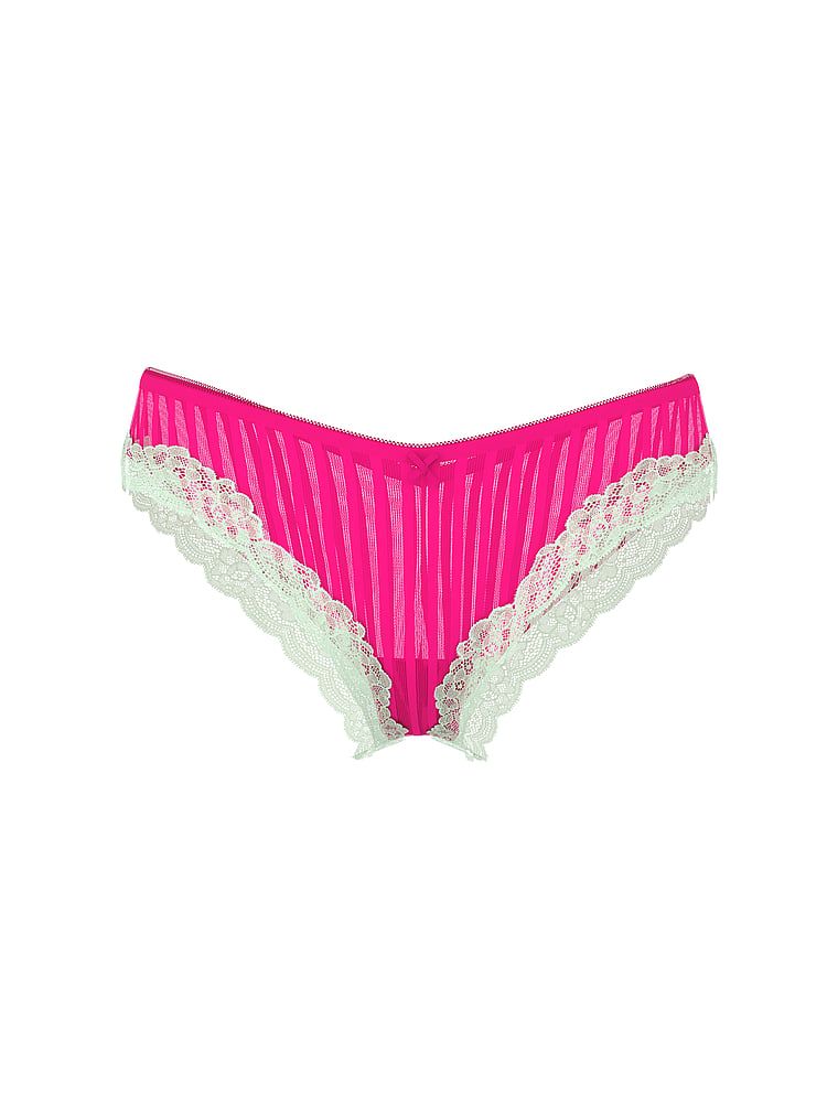 Tease Sheer Shimmer Chiloți cu decolteu înalt obraznic. Produsul este roz și provine din colecția Victoria's Secret.