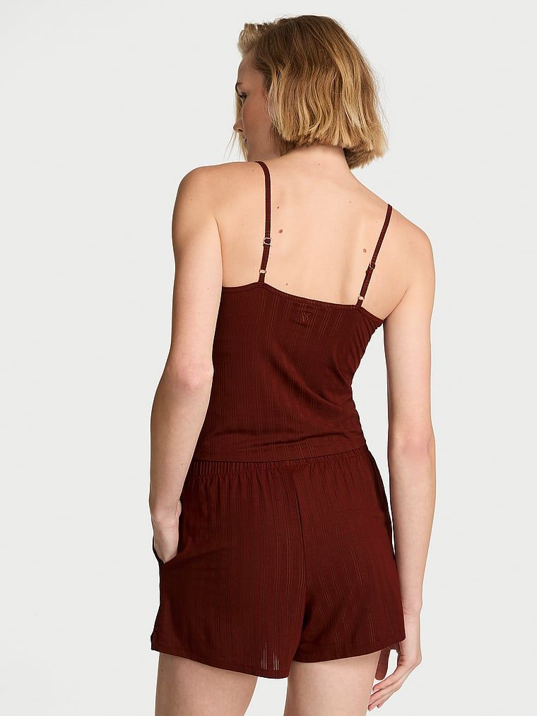 Set de dormit modal - top cu bretele și pantaloni scurți SoSoft. Produsul este de culoare maro și provine din colecția Victoria's Secret.