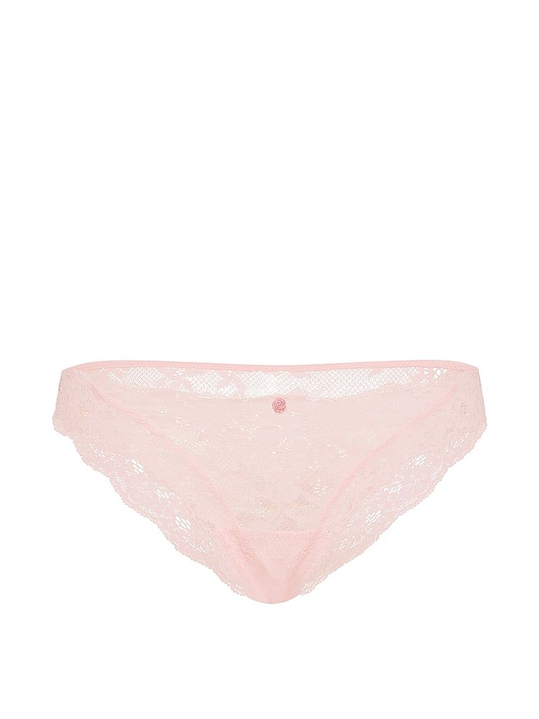 Chiloți bikini din dantelă. Produsul este roz și provine din colecția Dream Angels.