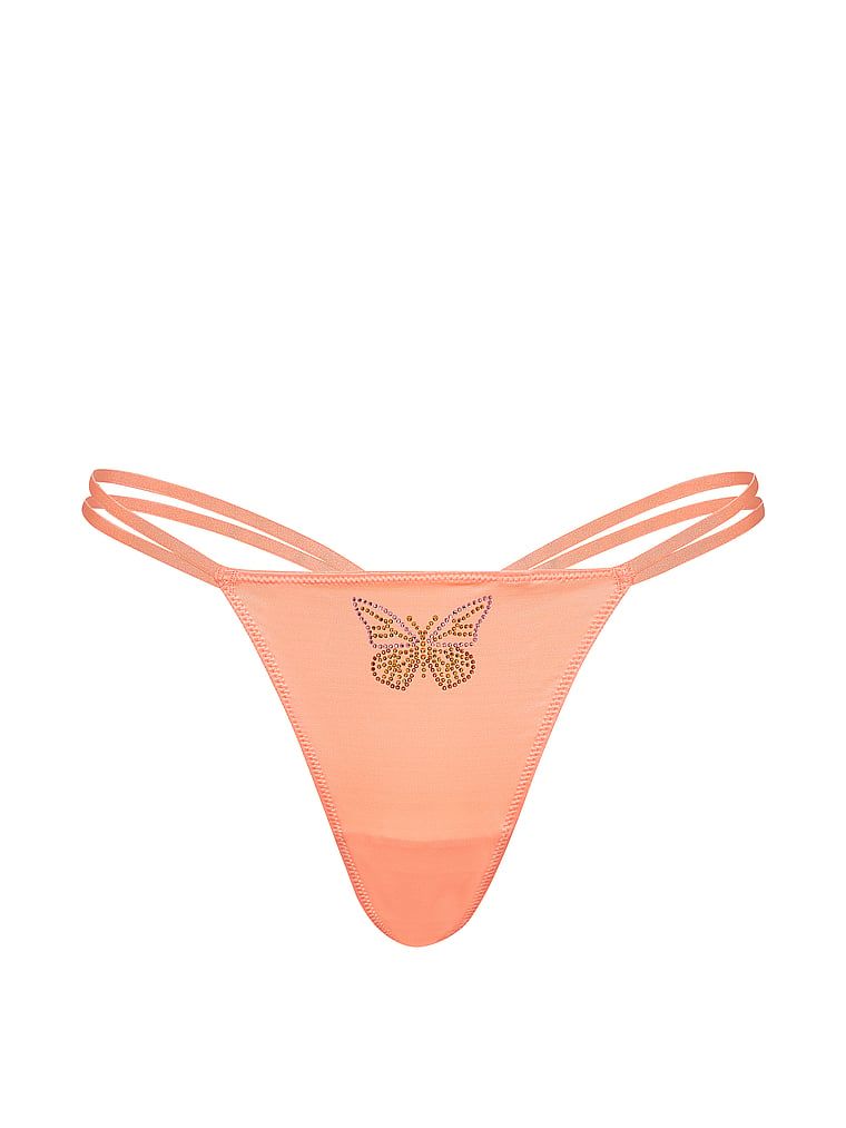 Tanga din satin Twinkle Butterfly. Produsul este de culoare bej și provine din colecția Dream Angels.