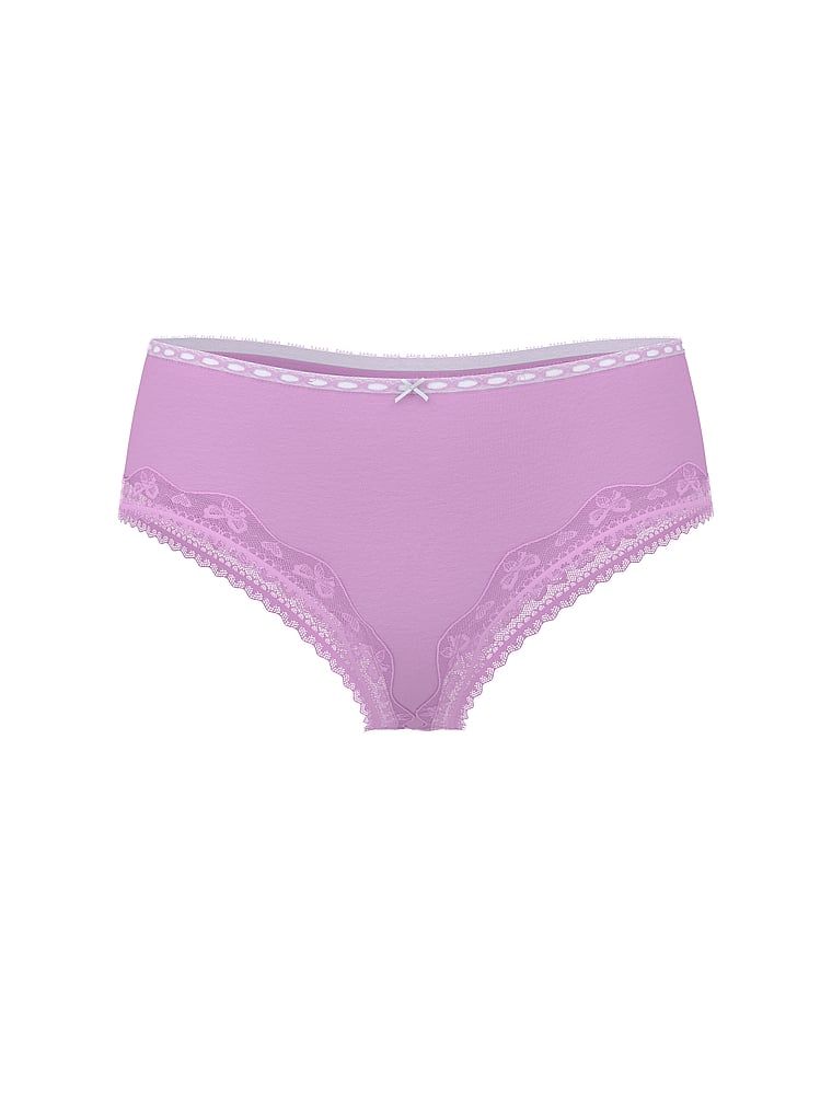 Chiloți din bumbac cu margini de dantelă cu fundă. Produsul este de culoare mov și provine din colecția Lace Trim.