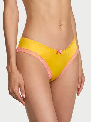Victoria's Secret Chiloți Cheeky Tease din satin, cu margini din dantelă