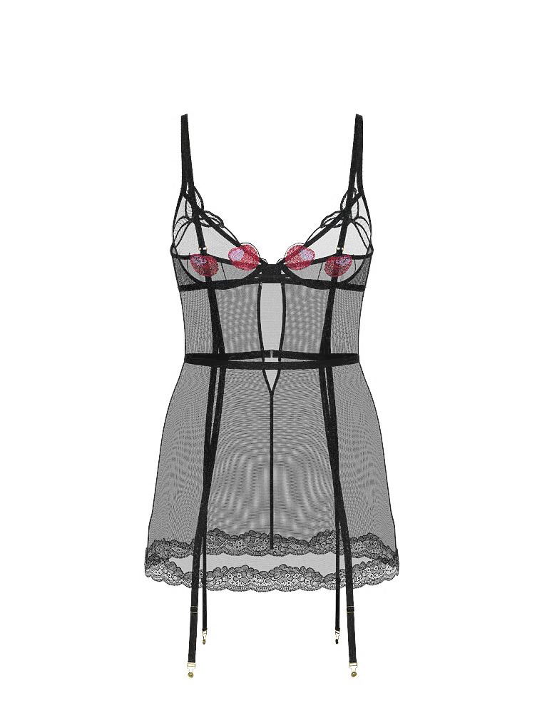 Jupon brodat cu cireș și fâșii de jartieră. Produsul este modelat și provine din colecția Very Sexy.