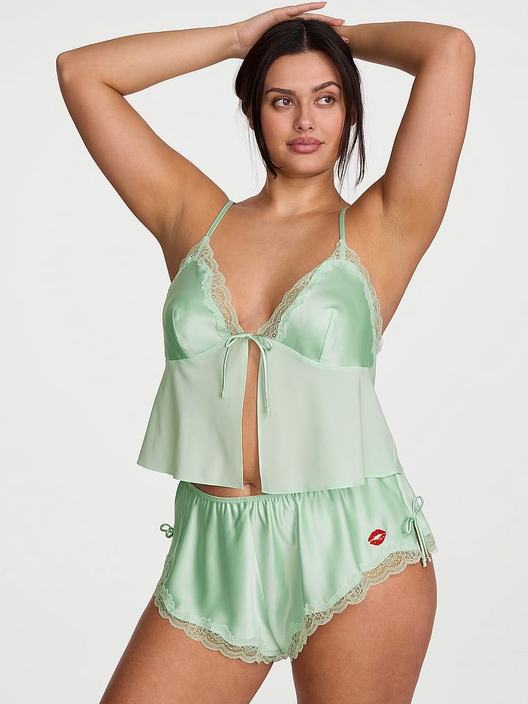 Victoria's Secret Set top Cami Tease evazat din satin și șifon