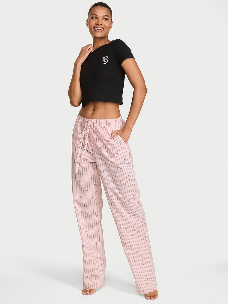 Pantaloni de pijama Heritage din bumbac Mix & Match. Produsul are o culoare cu model și provine din colecția Victoria's Secret.