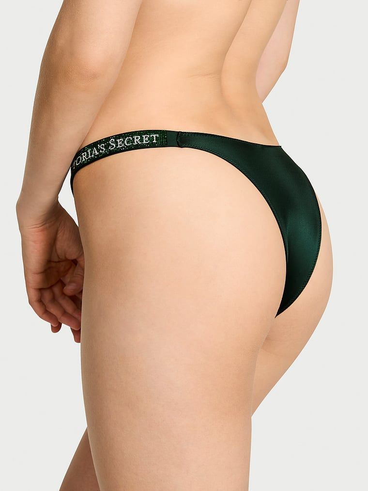 Chiloți brazilieni cu dungi braziliene Shine Trap. Produsul este de culoare verde și provine din colecția Very Sexy.