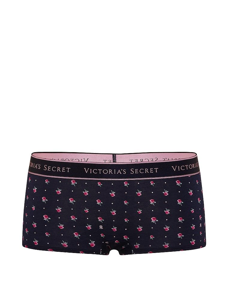 Pantaloni scurți din bumbac cu logo-ul la talie Boyshort. Produsul are o culoare florală și provine din colecția Bumbac.