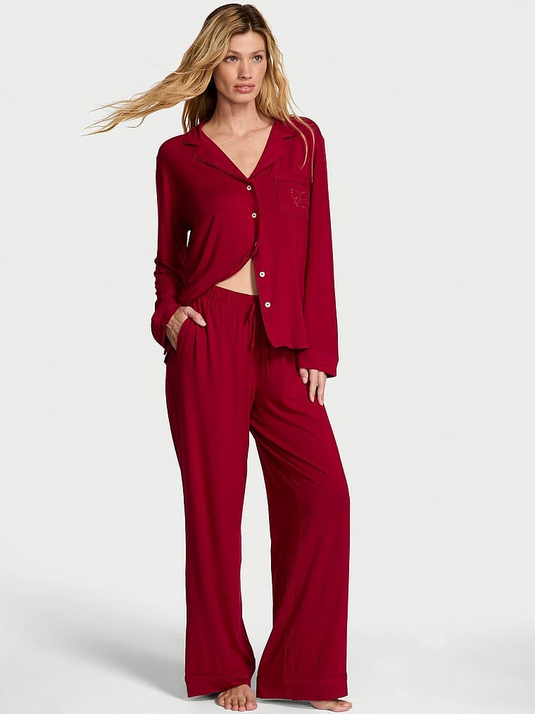 Victorias Secret Set pijama lungă din modal moale, cu fundă