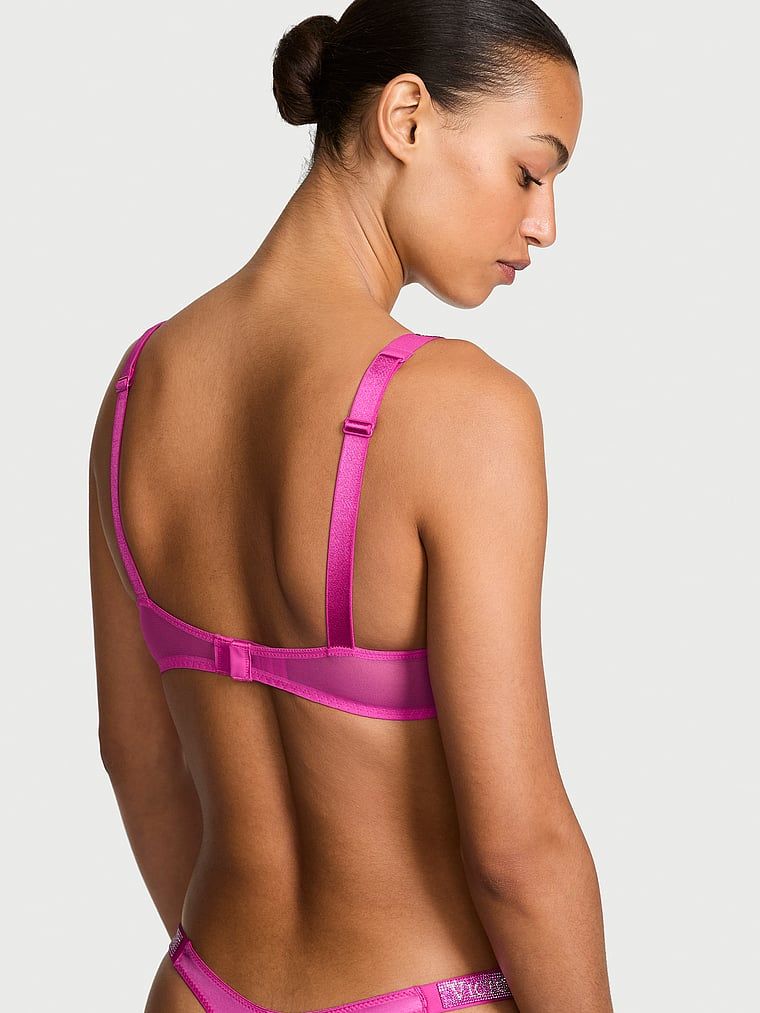 Sutiene push-up din dantelă cu bretele lucioase Shine Strap. Produsul este roz și provine din colecția Very Sexy.