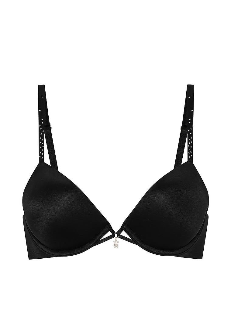 Sutien push-up cu cristale și pandantiv Charm aniversare. Produsul este negru și provine din colecția Very Sexy.