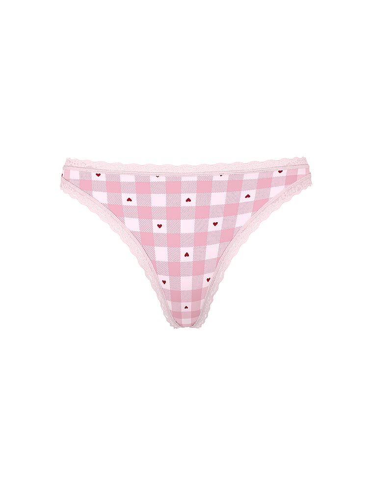 Tanga de bumbac cu dantelă pe margini: talie din dantelă. Produsul este modelat și provine din colecția Lace Trim.