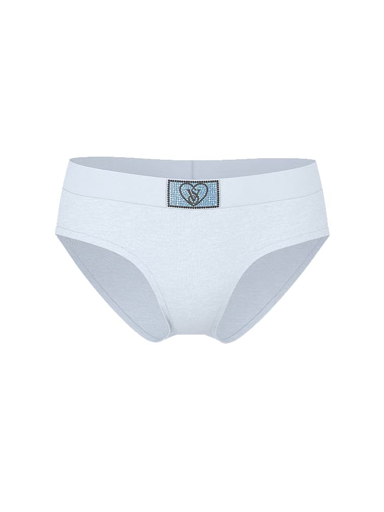 Chiloți de bumbac cu logo-ul lucios Heart Shine Patch Hiphugger. Produsul este de culoare albastră și provine din colecția Bumbac.