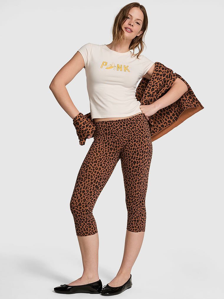 Colanți capri cu talie pliabilă All-Day Cotton