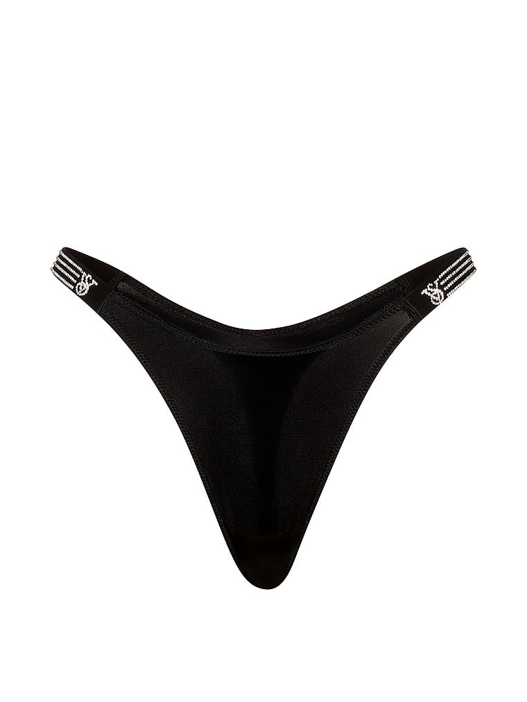 Tanga cu bretele Shiny Stripe Shine. Produsul este negru și provine din colecția Very Sexy.
