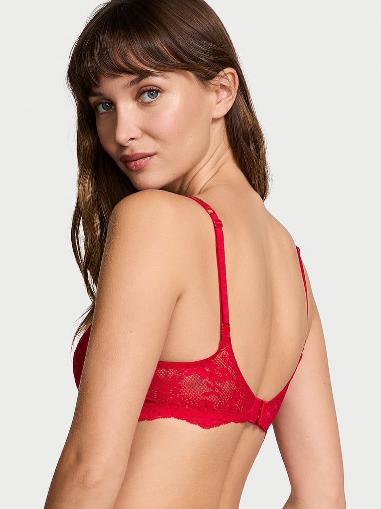 Sutien din dantelă ușor căptușit cu Twinkle Strap Demi strălucitor. Produsul este roșu și provine din colecția Dream Angels.