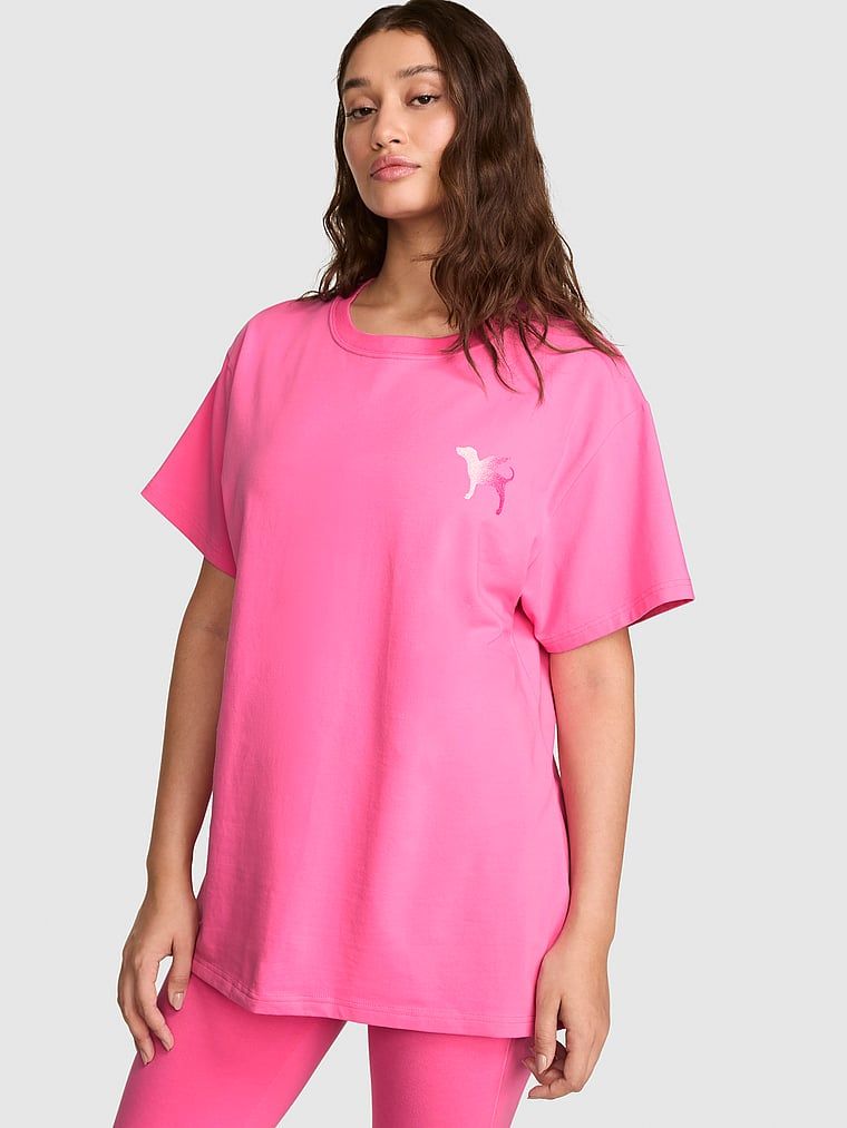 PINK Tricou Campus Cotton cu mânecă scurtă