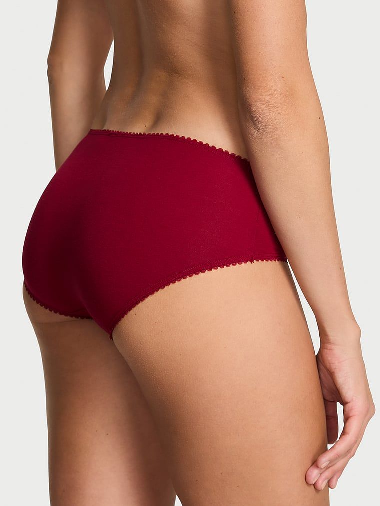 Chiloți din bumbac cu paiete Sparkle Hiphugger. Produsul este de culoare roșie și provine din colecția Victoria's Secret.