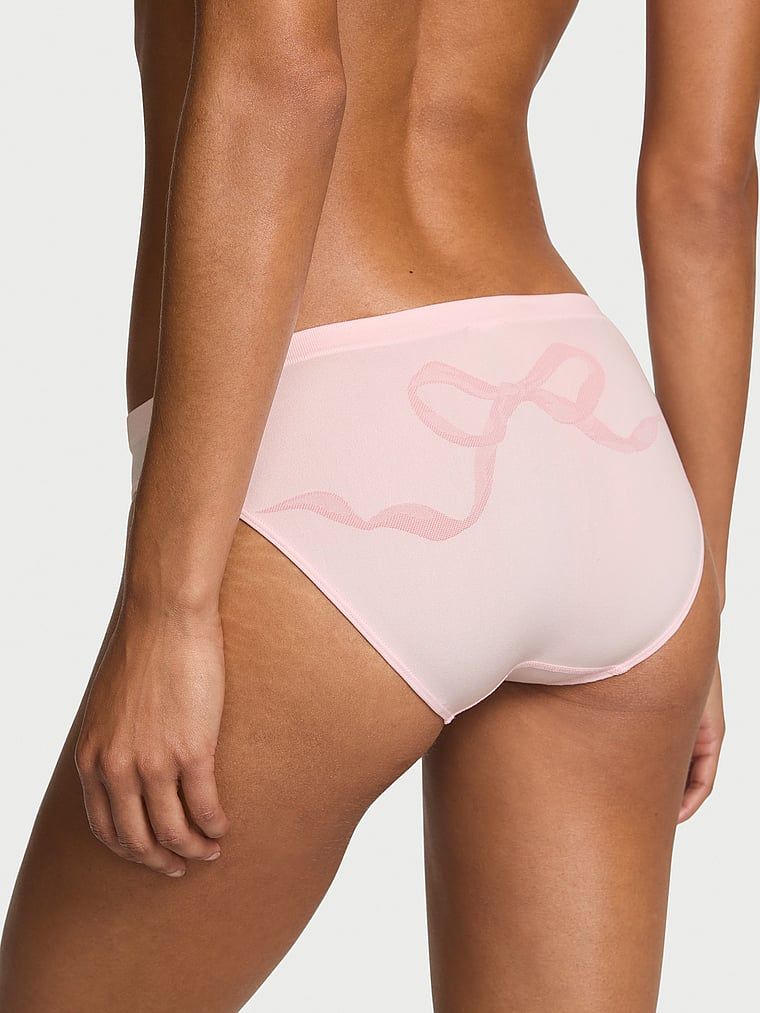Chiloți cu fundă la spate Bikini cu fundă fără sudură. Produsul este de culoare roz și provine din colecția Seamless