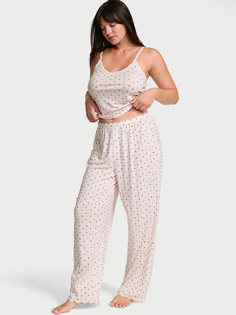 Victoria's Secret Set maiou și pantaloni din material striat pointelle