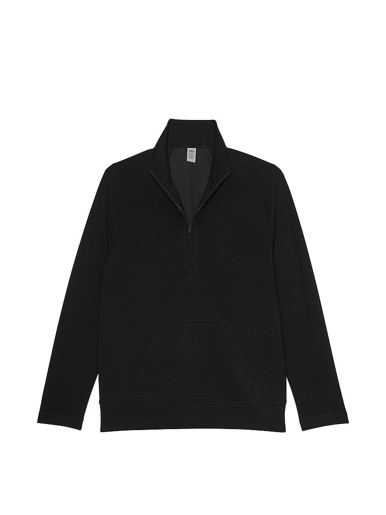 Hanorac scurt cu fermoar VSX Featherweight Knit. Produsul este negru și provine din colecția VSX.