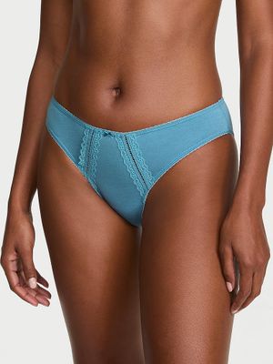 Victoria's Secret Chiloți Bikini din bumbac, cu margini din dantelă
