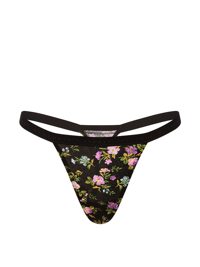 Tanga de bumbac elastic. Produsul are o culoare florală și provine din colecția Victoria's Secret.