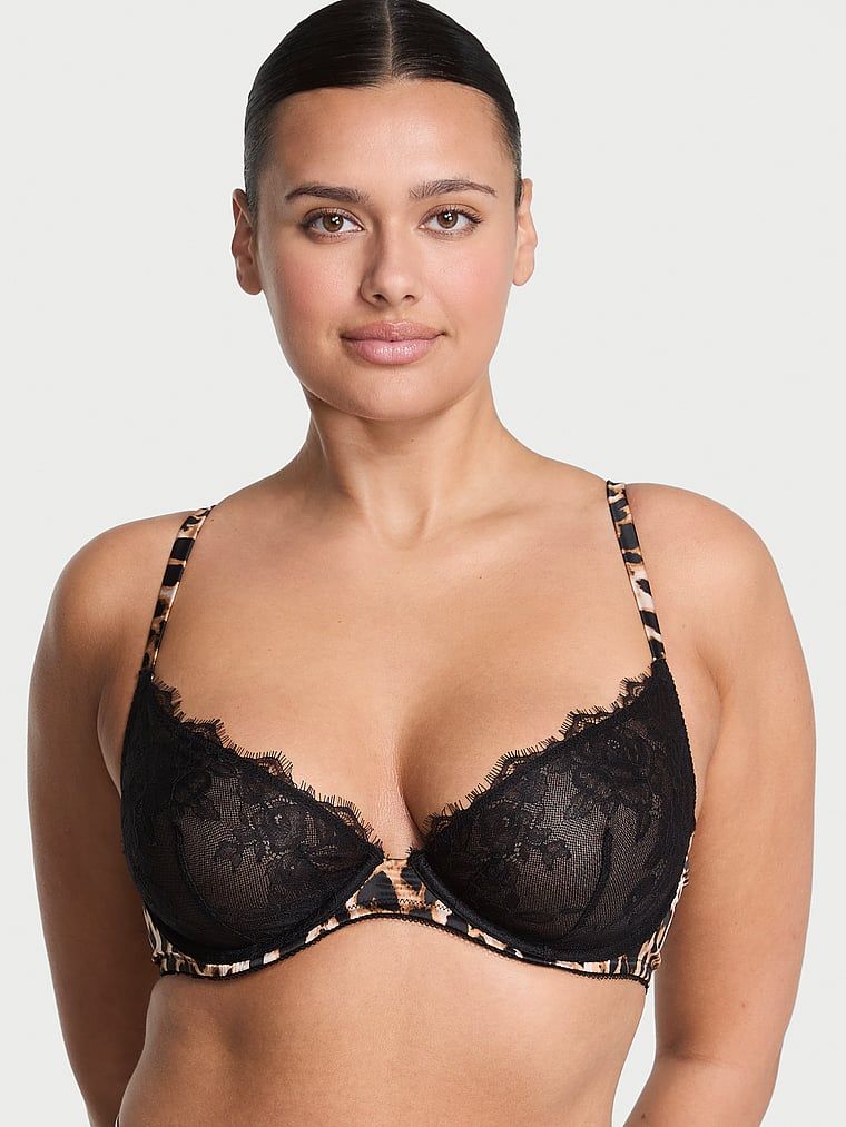 Very Sexy Sutien Demi cu decolteu adânc, fără căptușeală, din satin și dantelă cu trandafiri