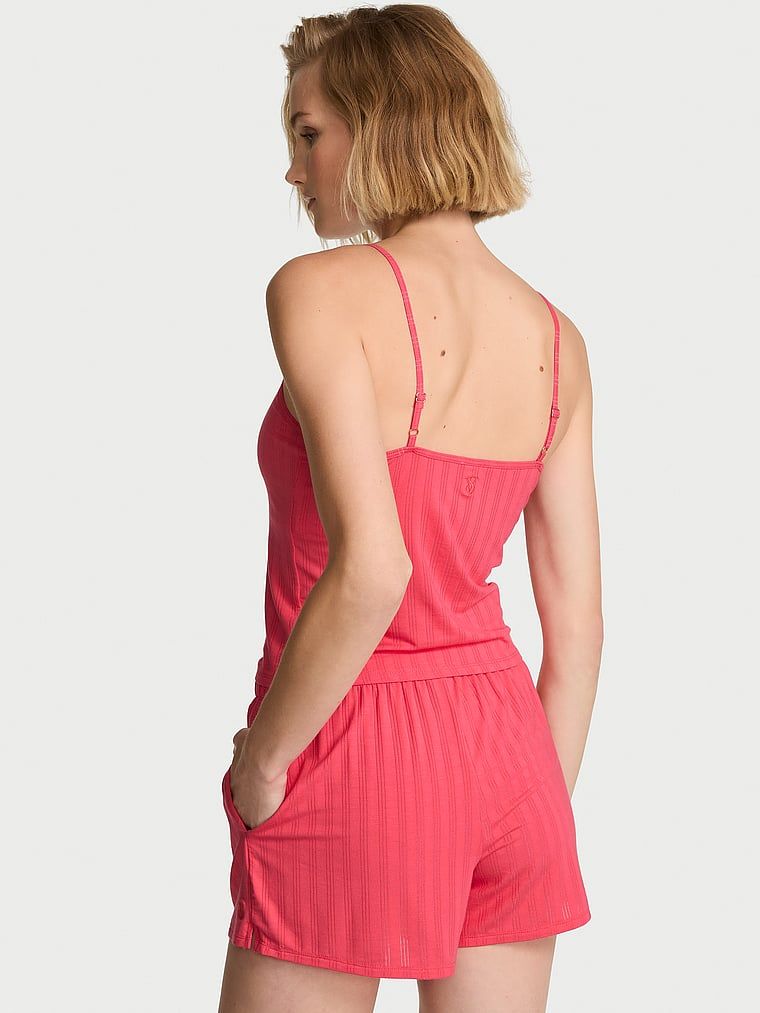 Set de dormit modal - top cu bretele și pantaloni scurți SoSoft. Produsul este roșu și provine din colecția Victoria's Secret.