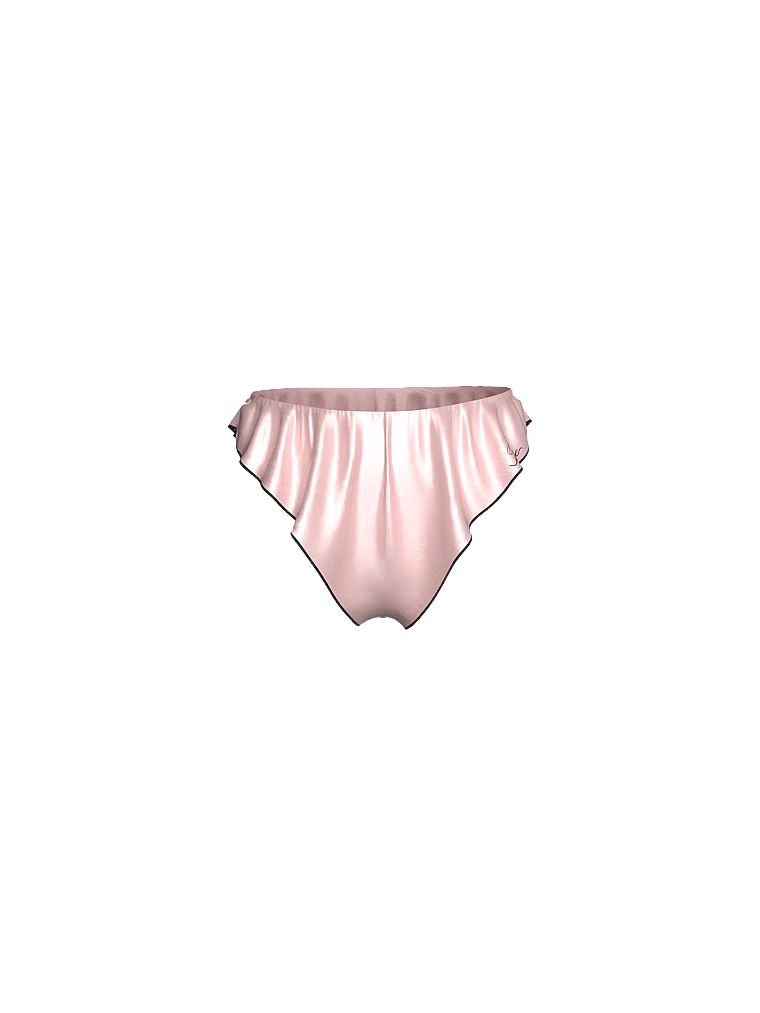 Satin Flutter Chiloți obraznici cu volane. Produsul este roz și provine din colecția Victoria's Secret.