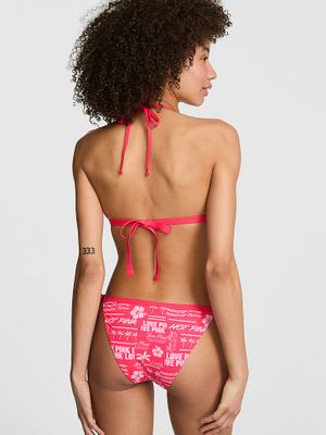 PINK Slip cheeky de bikini cu talie joasă și șnururi laterale