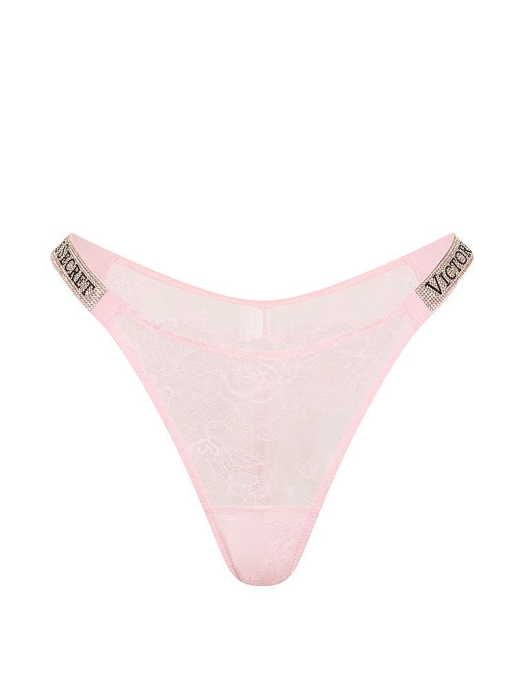 Chiloți brazilieni din dantelă cu dungi braziliene Shine String. 