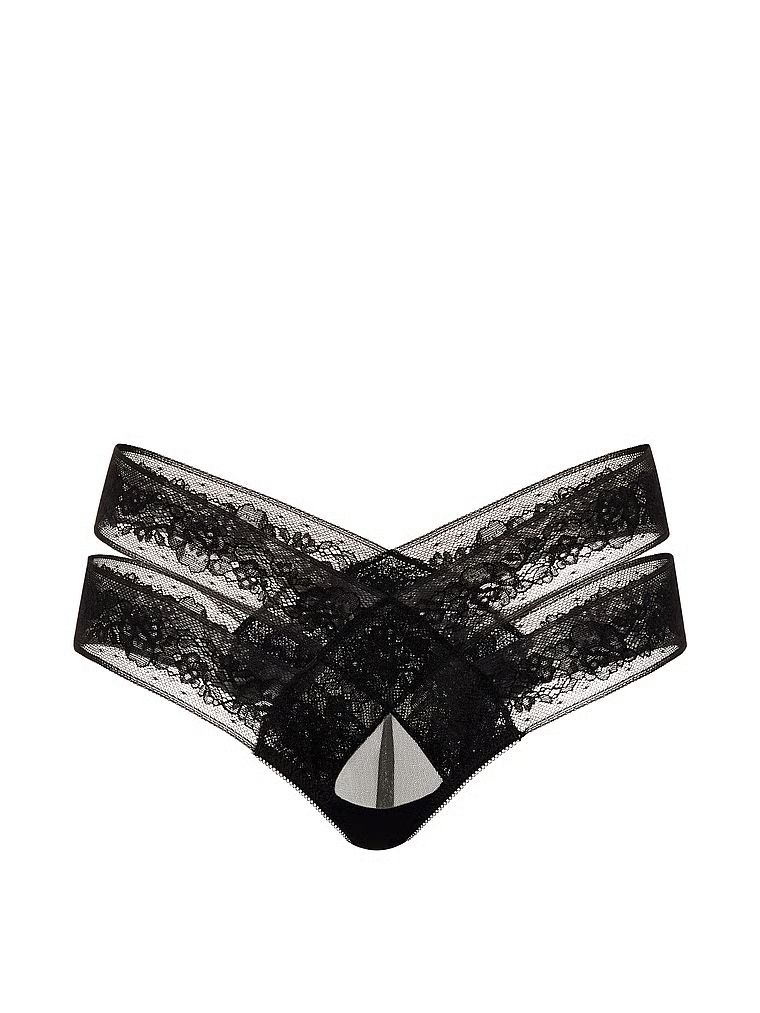 Chiloți decupați cu dantelă Cheeky cu bretele decupate. Produsul este negru și provine din colecția Very Sexy.