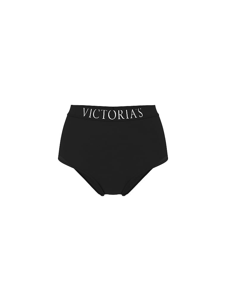 Chiloți din bumbac cu talie înaltă Logo Exploded Brief. Produsul este negru și provine din colecția Cotton.