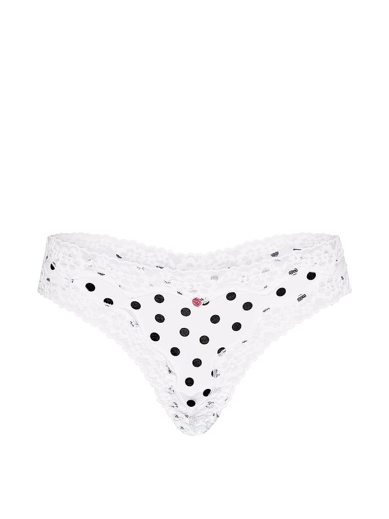 Tanga de bumbac cu dantelă - Margine din dantelă. Produsul este modelat și provine din colecția Lace Trim.