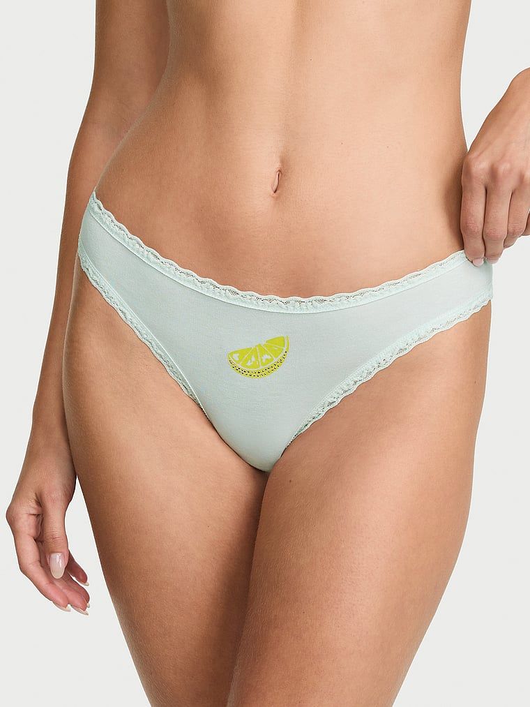 Chiloți din bumbac cu dantelă cu dantelă și baie de baie. Produsul este albastru și provine din colecția Lace Trim.