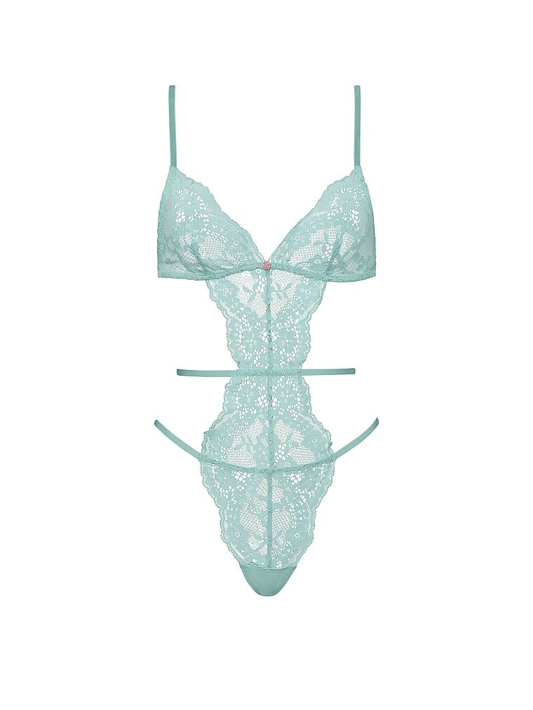 Body din dantelă cu dungi Dare to Dream. Produsul este albastru și provine din colecția Dream Angels.