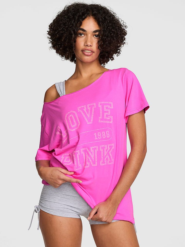 Tricou cu umerii goi Campus Cotton PINK