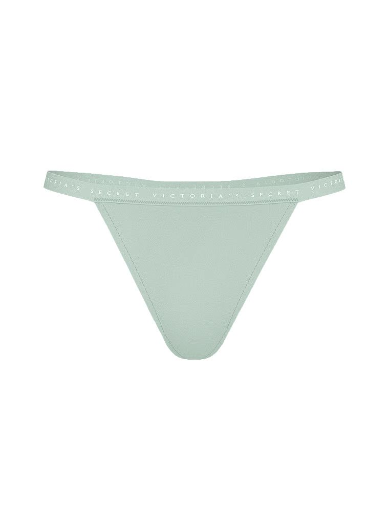 Tanga din bumbac elastic. Produsul este verde și provine din colecția Victoria's Secret.