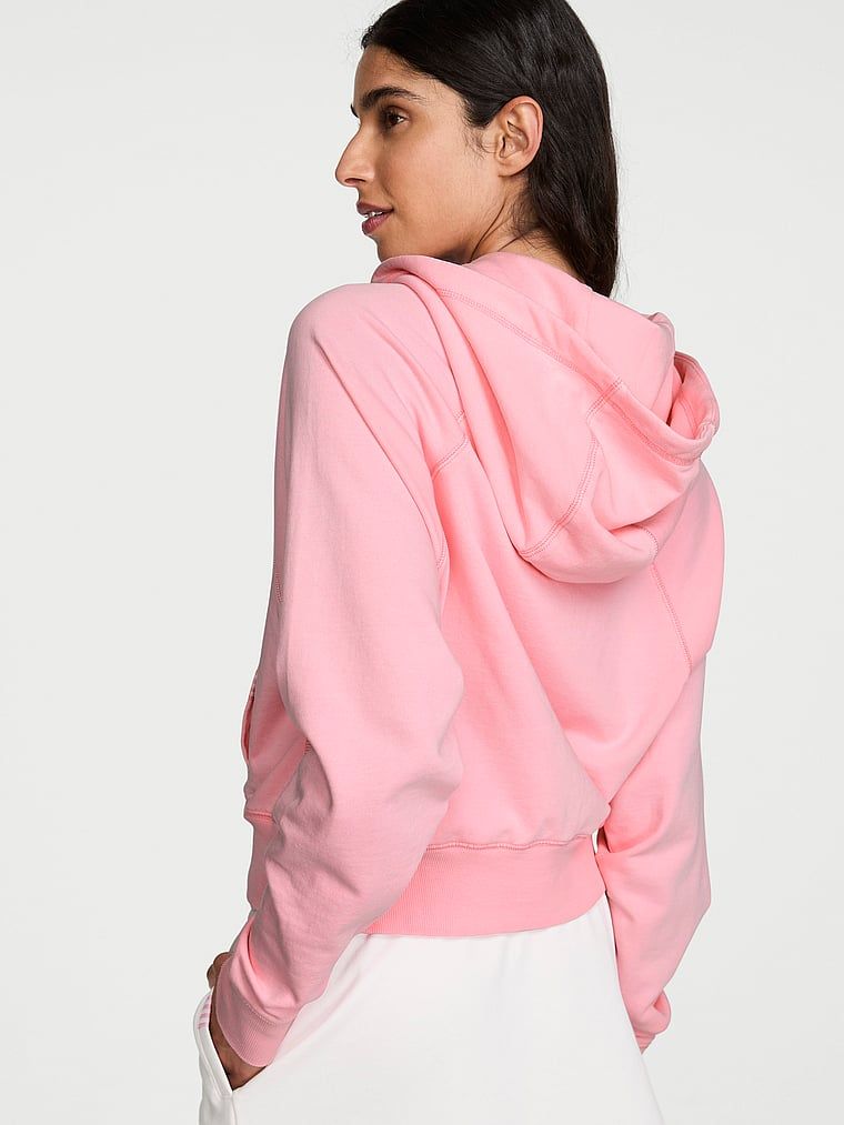 Hanorac de bumbac cu fermoar și hanorac Terry Hoodie. Produsul este roz și provine din colecția Angel Essentials.