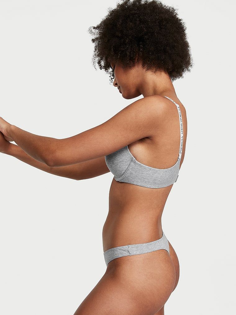 Tanga din bumbac High-Leg Scoop. Produsul este gri și provine din colecția Victoria's Secret.