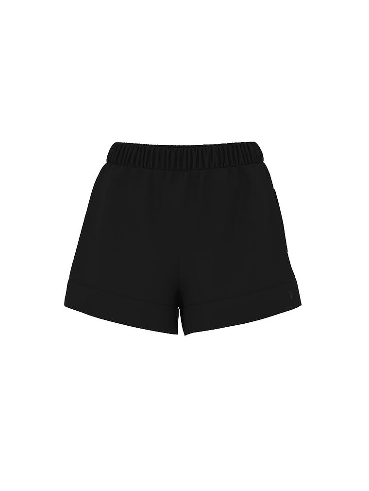 Pantaloni scurți de in pentru plajă, îmbrăcăminte de plajă. Produsul este negru și provine din colecția Victoria's Secret Swim.