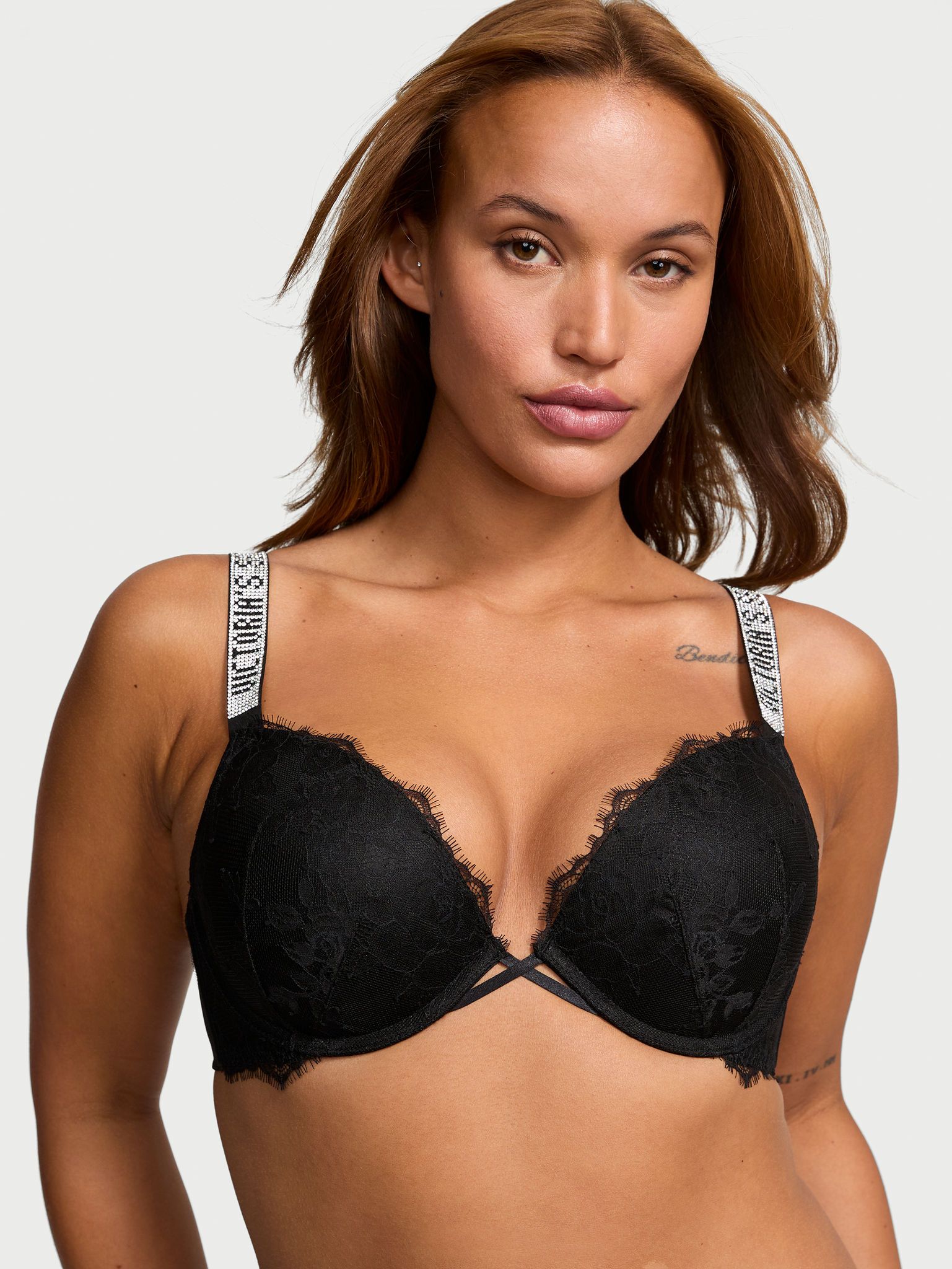 Very Sexy Sutien Push-Up din dantelă Shine Strap