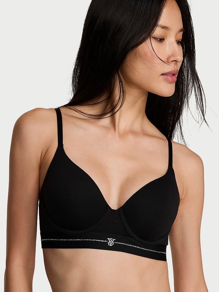T-shirt Sutien cu Push-Up din bumbac Perfect Shape Signature Shine