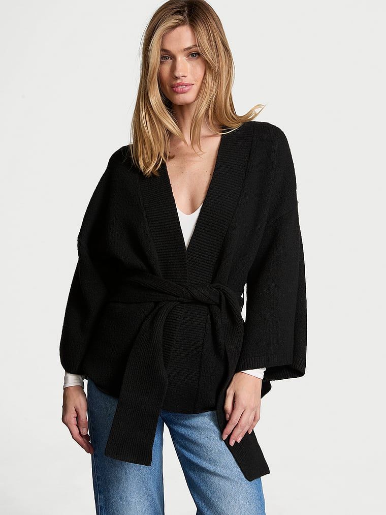 Victoria's Secret Pulover cu legare în talie Luxe Creme Knit